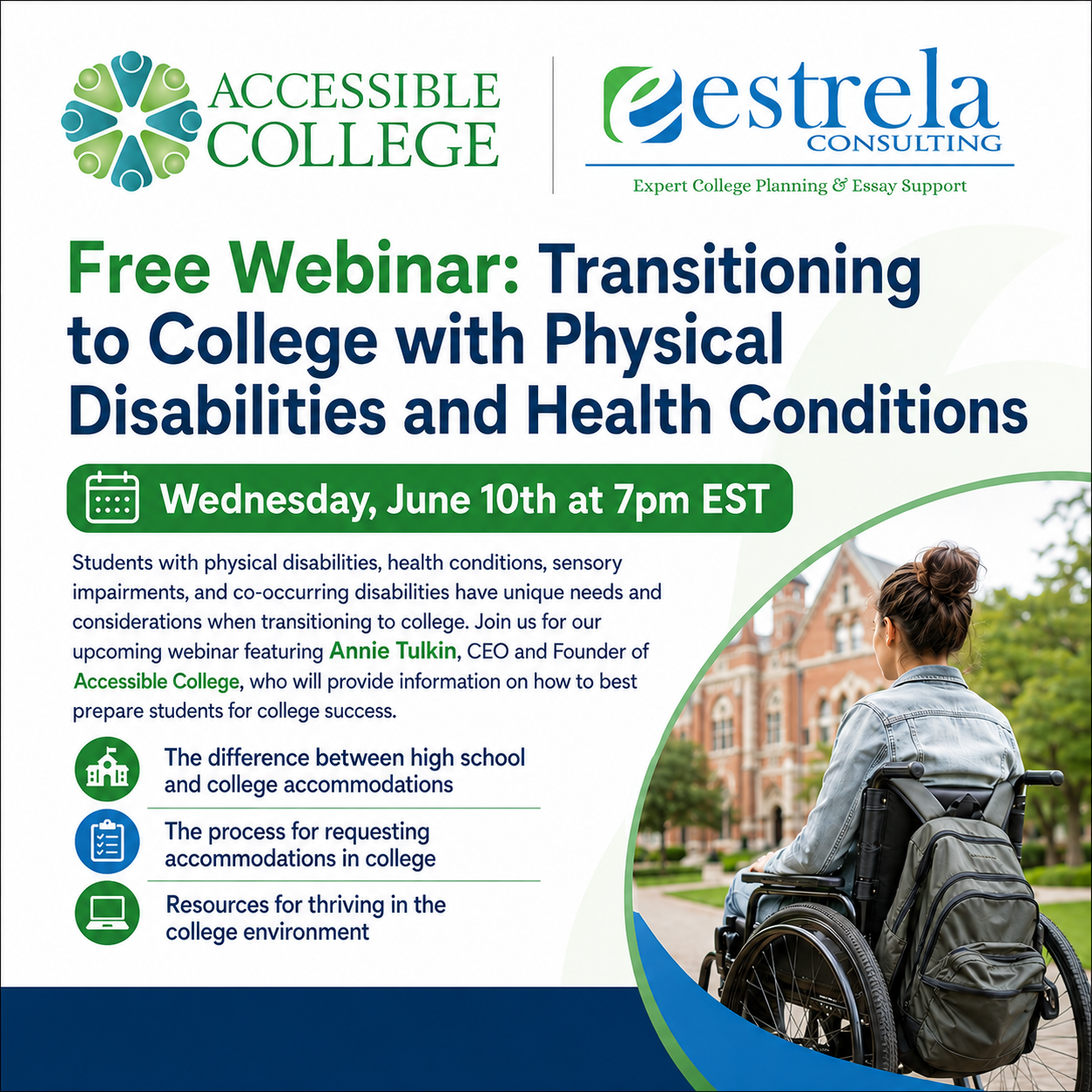 FREE Webinar: Transitioning to College with Physical Disabilities and Health Conditions 