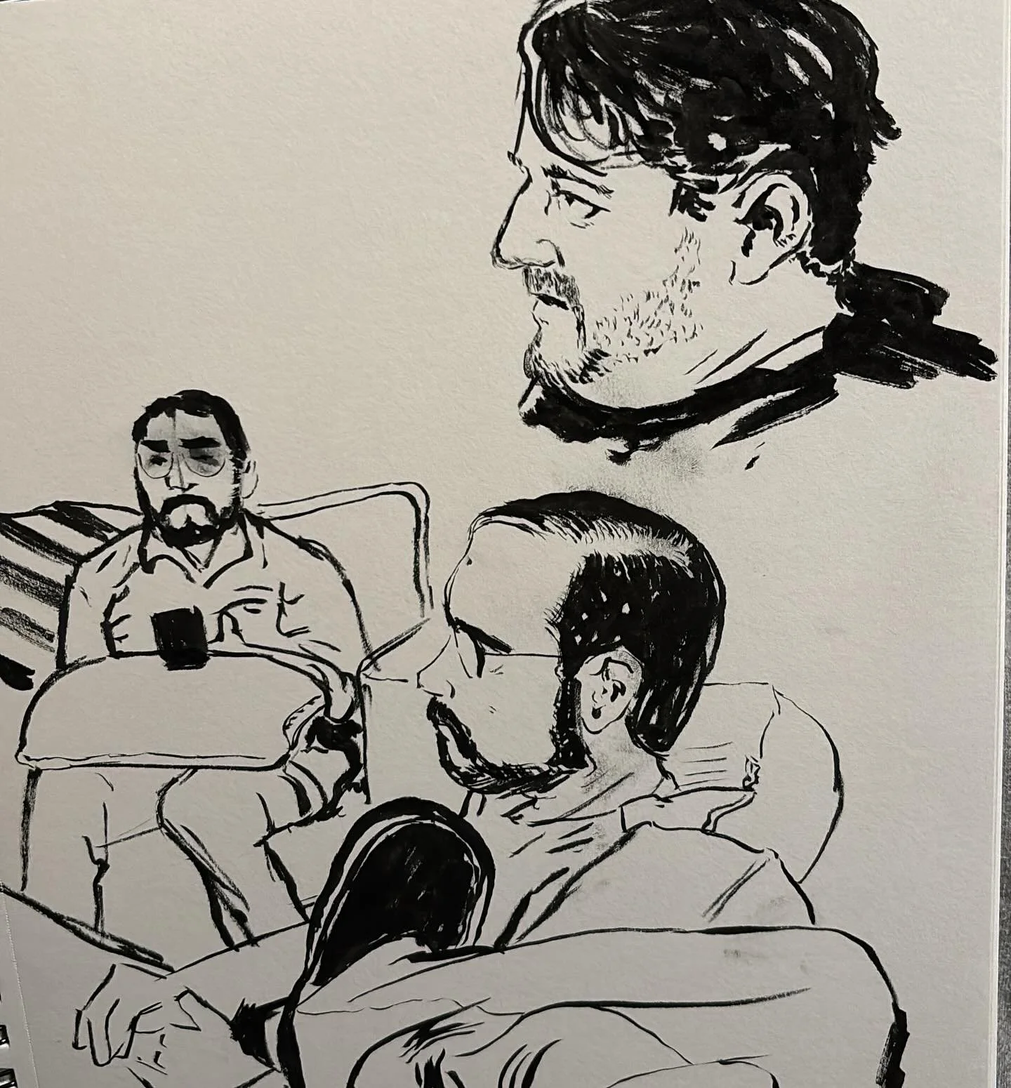 Working in the ol sketchbook. Really missed brush pen and having a great time jumping back in! Referencing from some of the legends in an excellent documentary by @doublefine #doublefineproductions and @tpp_12 #twoplayerproductions // #psychoddessey 