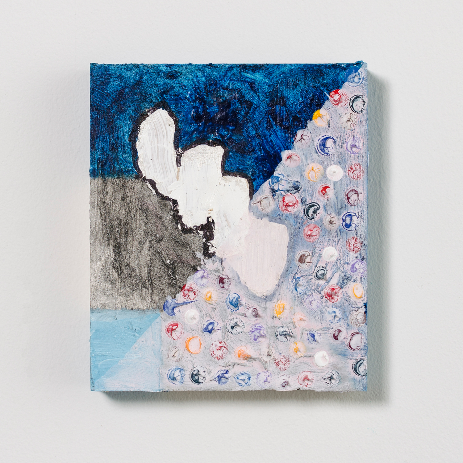 Blue Divide, 2017, acrylic, acrylic on wood, 7 x 6 x 1 in