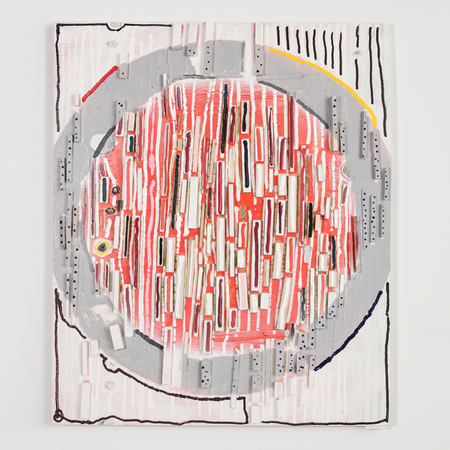 Penzer Street , 2016, acrylic, shellac and graphite on wood, 48 x 40 x 2 in