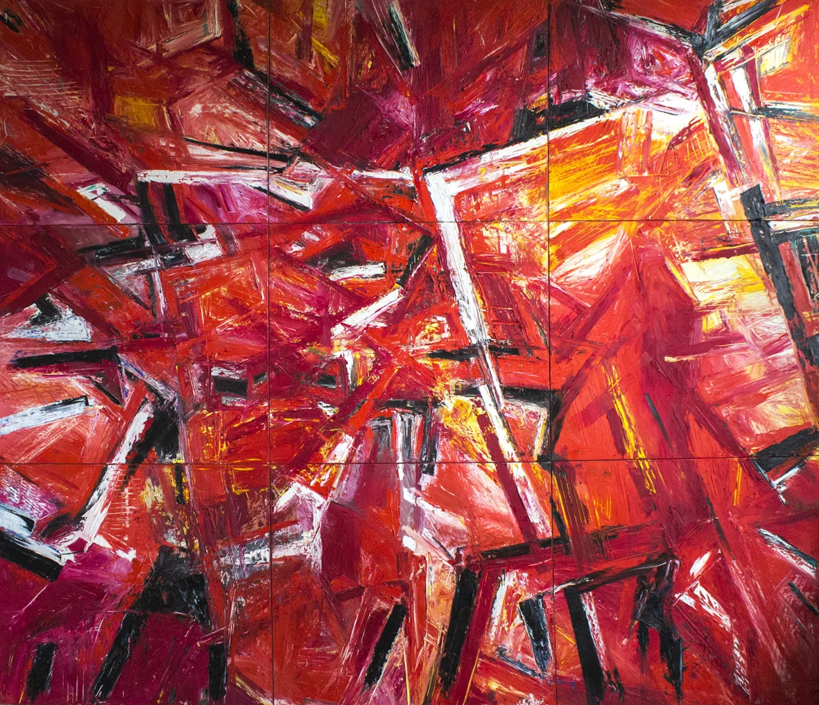 Oil on Canvas, nine parts, 420 x 360 cm by Heidi Bayer-Wech 1999/ 2000