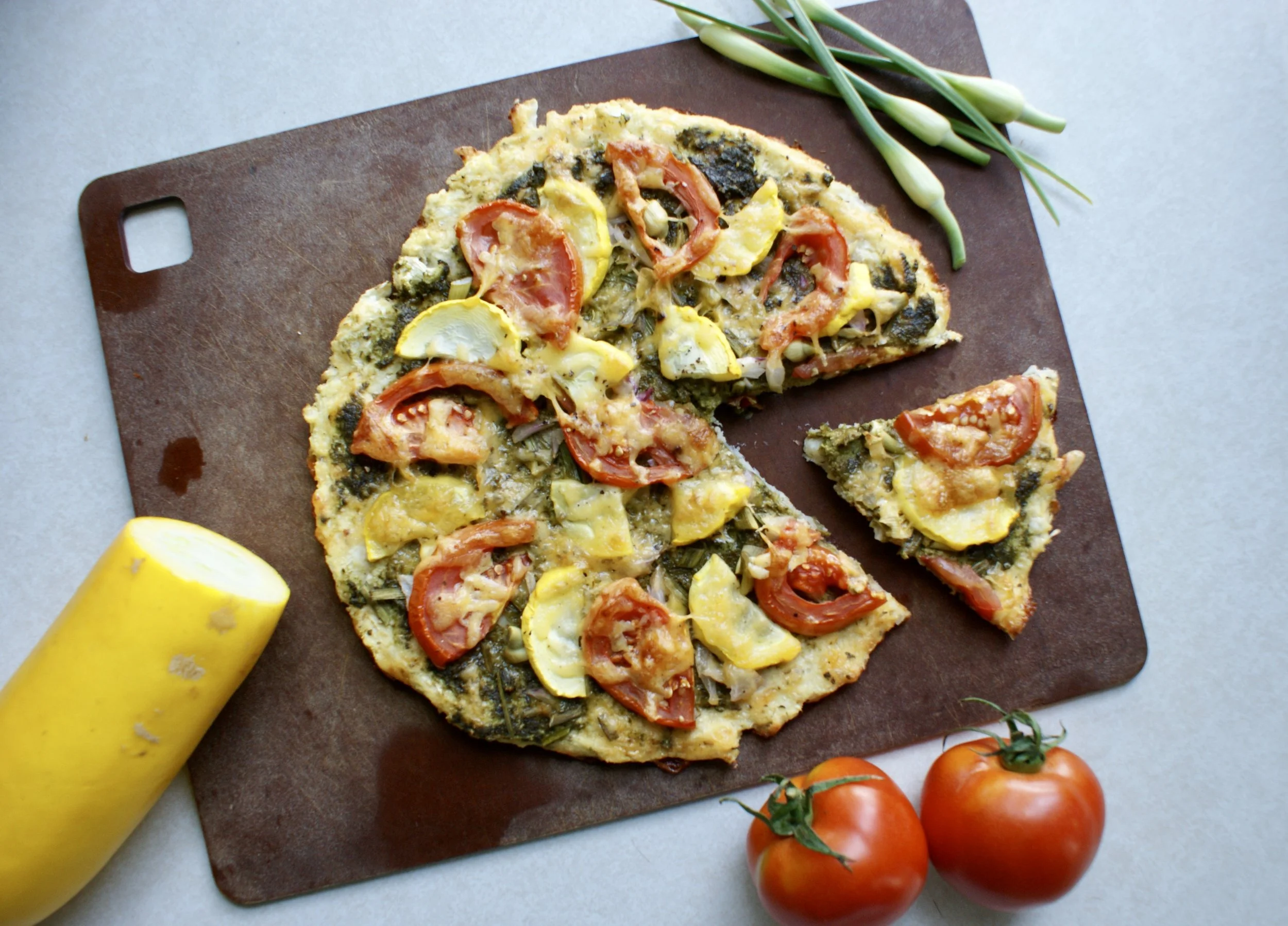 Cauliflower Pizza Crust & Farmer's Market Pizza