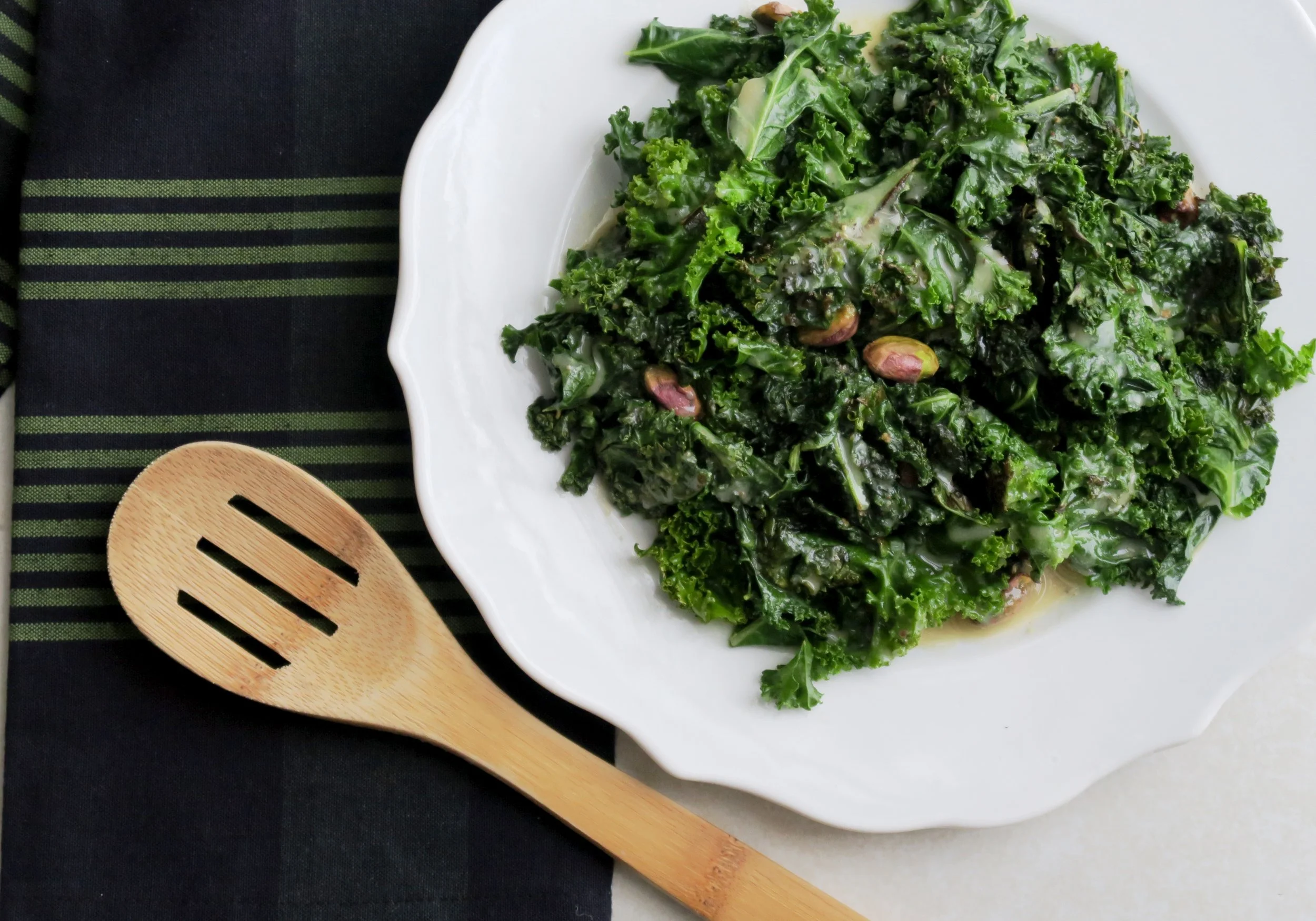 Sauteed Kale with Sesame Tahini Drizzle
