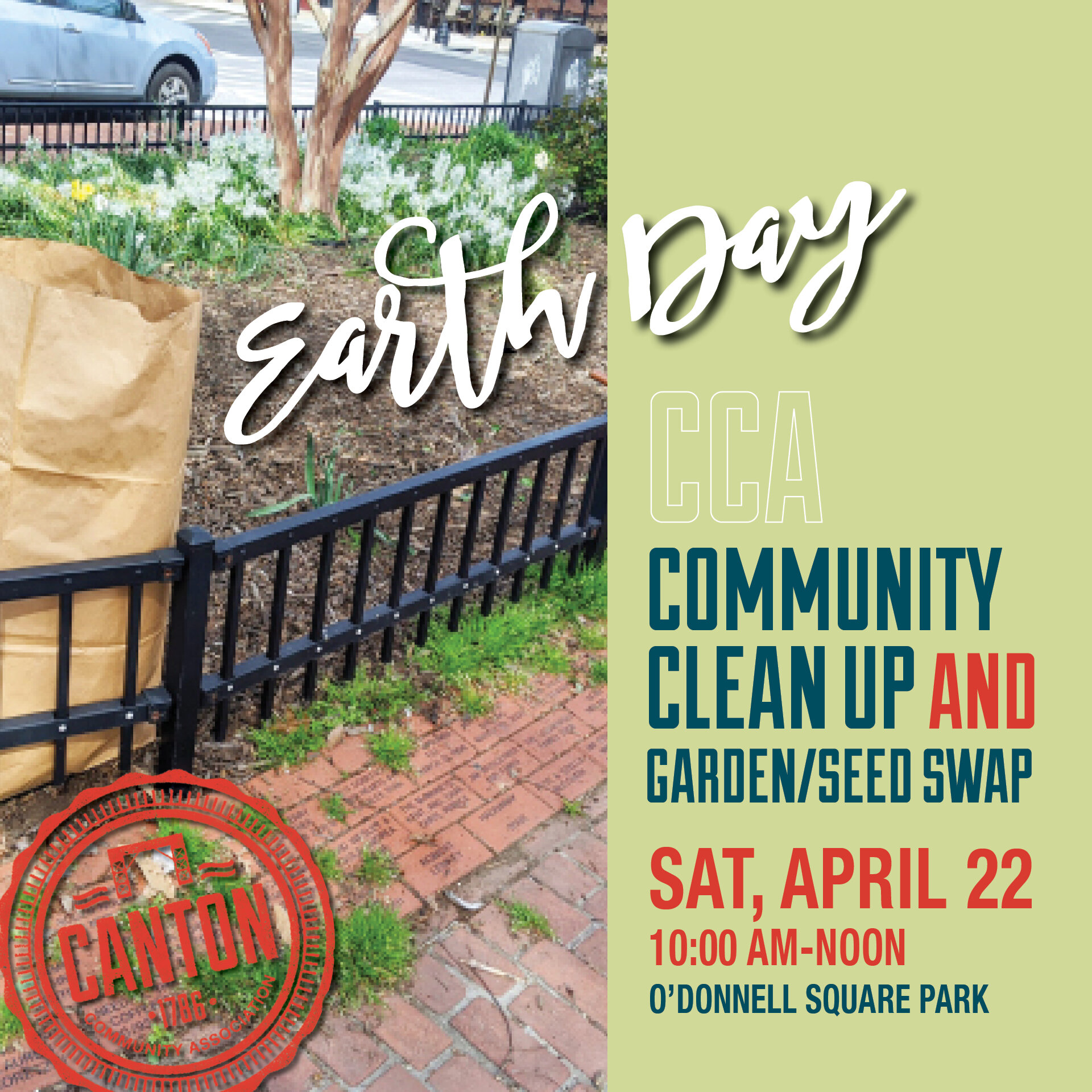 VOLUNTEERS NEEDED - come cleanup with us! 

In conjunction with Mayor Scott&rsquo;s Spring CleanUp and Day of Service the CCA is hosting a Community Clean Up and Garden/Seed Swap on Saturday, April 22. Join us at O'Donnell Square Park from 10am to no