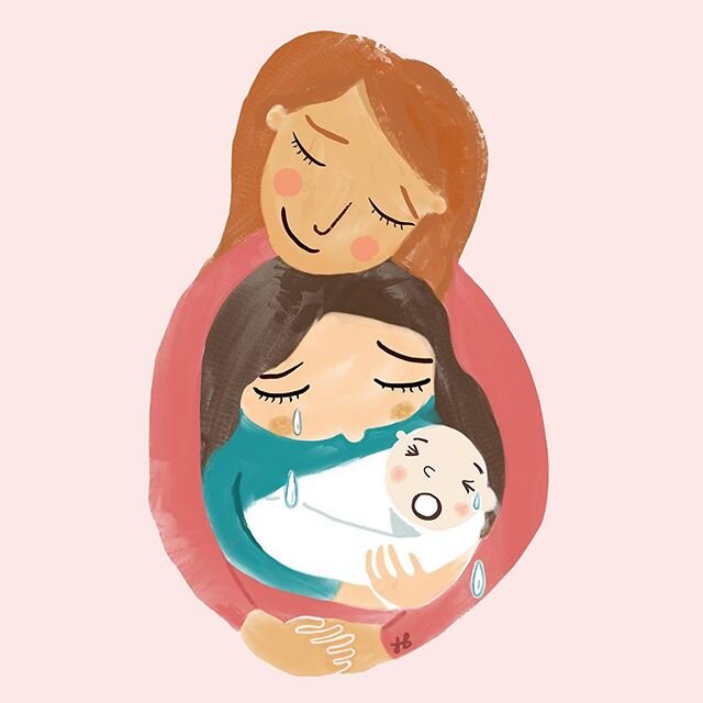 &lsquo;There for you&rsquo; is a new A4 print available to buy from my website. .
I originally made this as a quick sketch (swipe left) for #maternalmentalhealthweek , to send out a virtual hug to all the new mother&rsquo;s and those with newborns. I