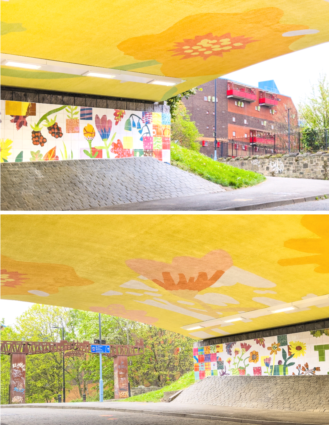 Artwork for tiled mural + painted ceiling. Newcastle Byker West Underpass