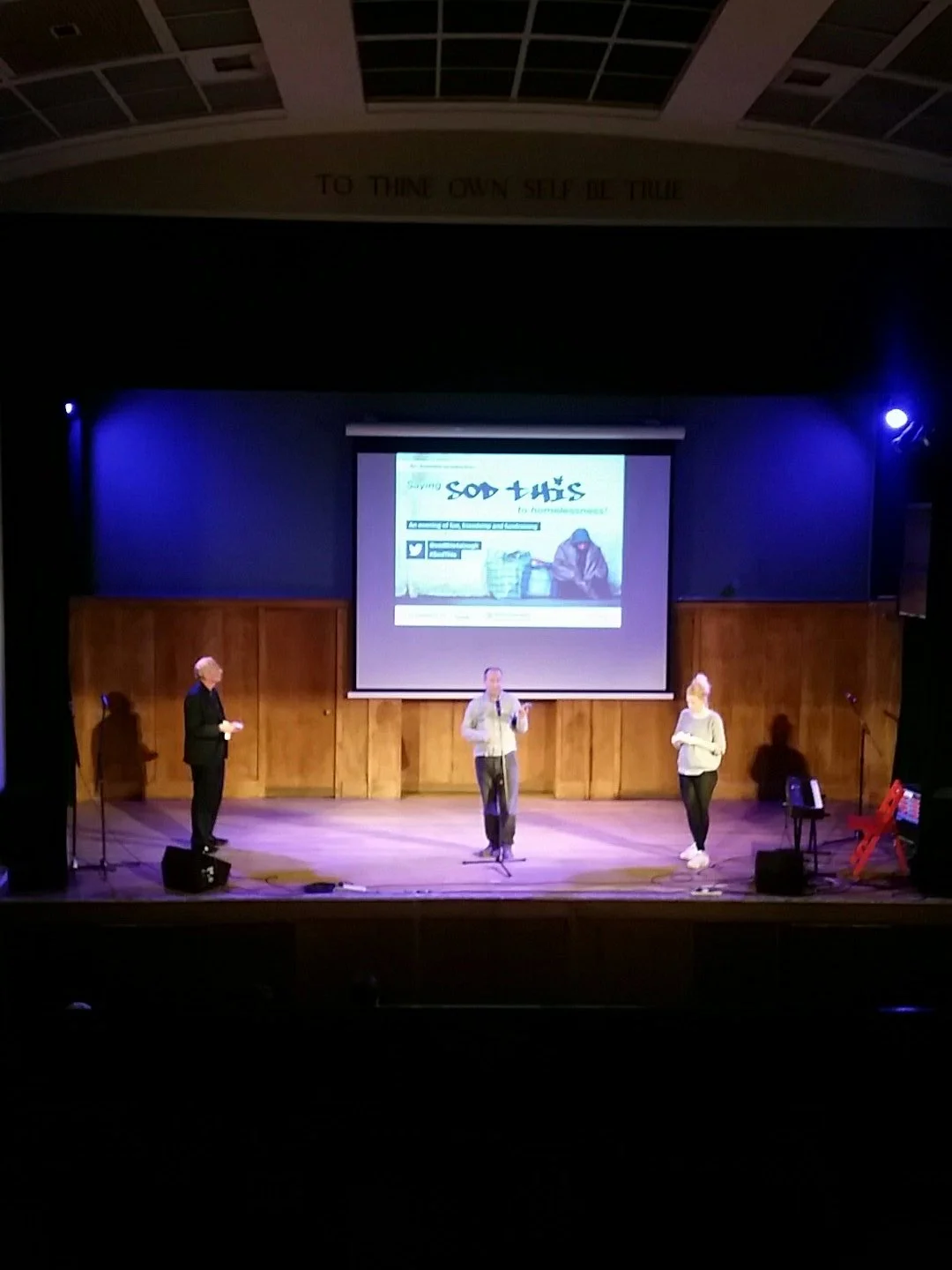 Sara Pascoe interviewing Matt Harrison of Streetlink and Colin Glover of The Connection at St Martin in the Fields