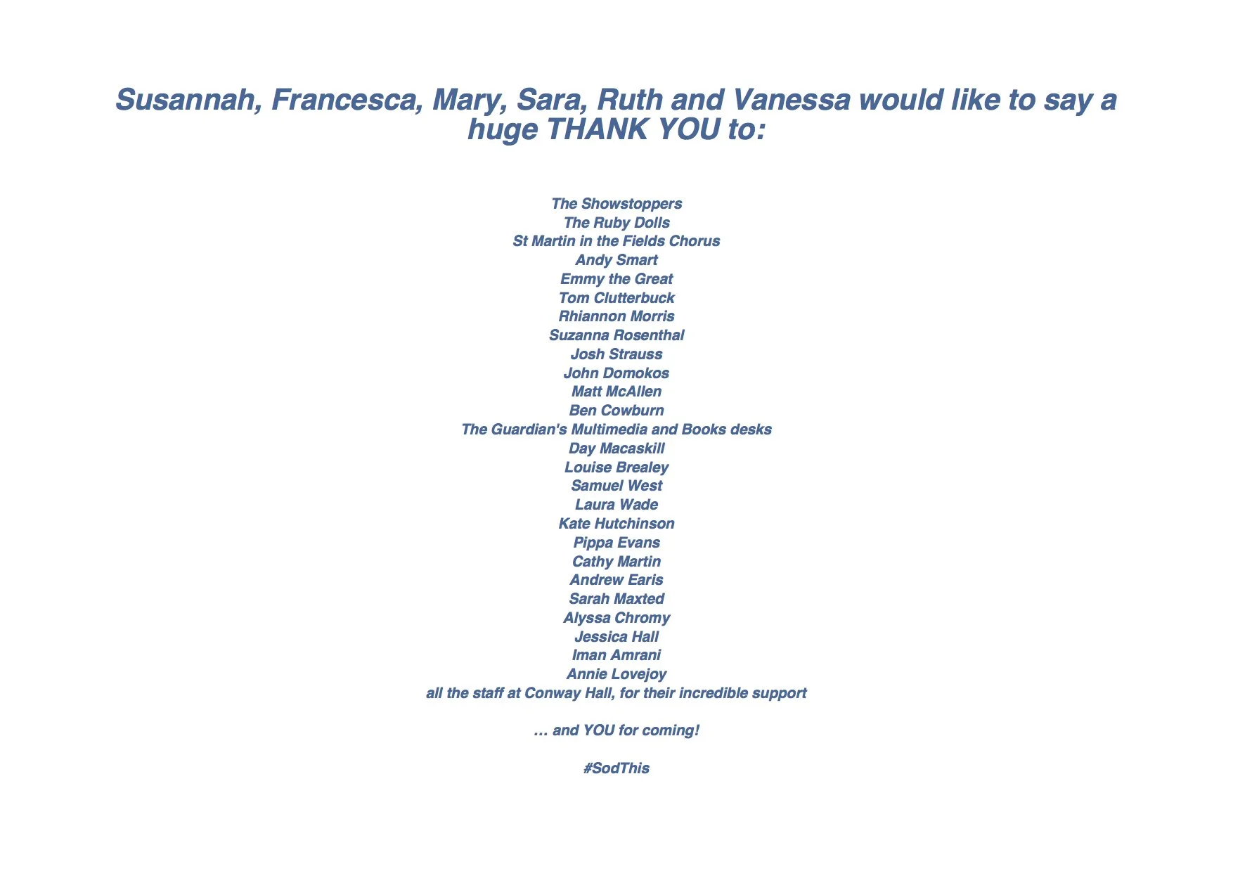 All the many thankyous...