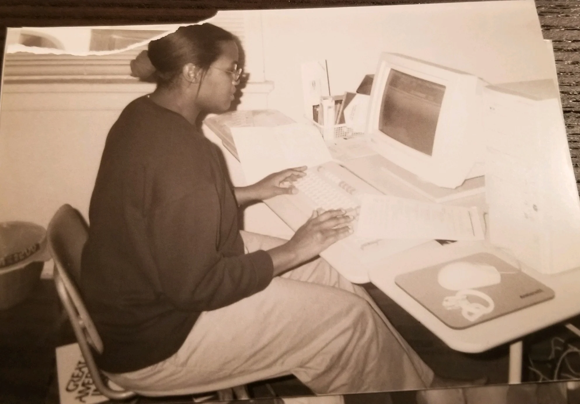 Courtney working on college IT project