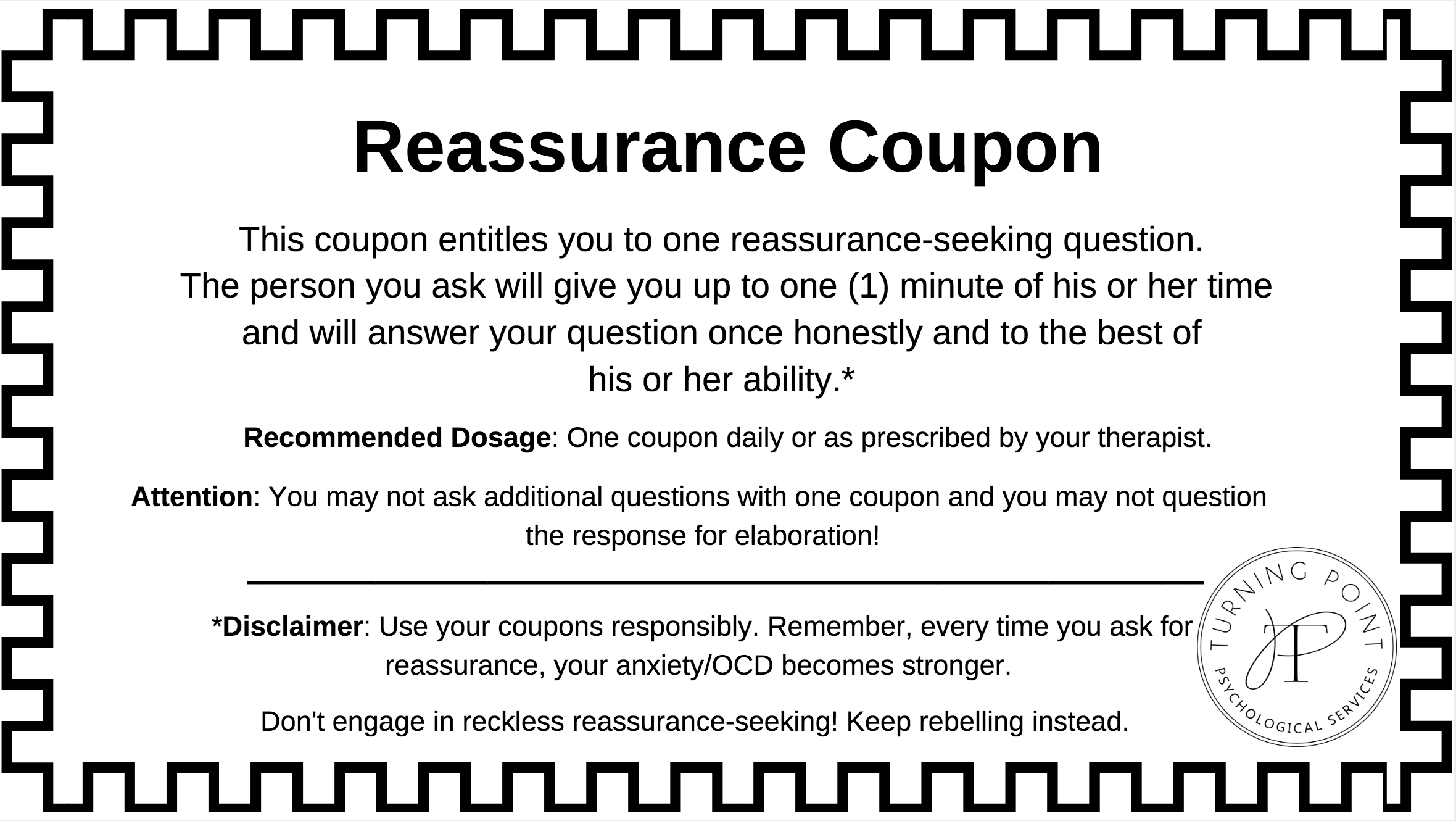 Reassurance Coupon for OCD