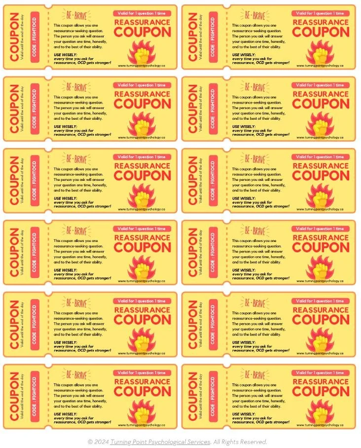 Printable Reassurance Coupons for OCD Recovery