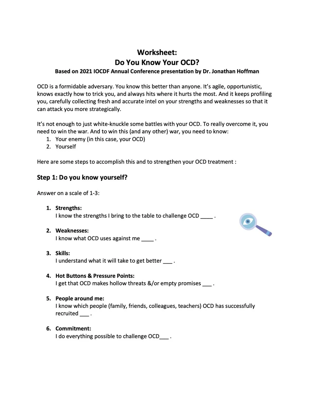 OCD and Anxiety Clinic • Worksheet - Do you know your OCD