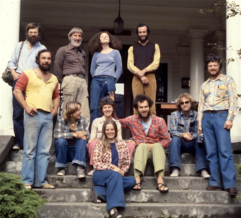 Some of the Conservation Centre staff, pictured above, took a fact finding trip to visit ‘alternative energy’ projects happening in Washington and Oregon. Those in the photo include Bob Woodsworth, John Olsen, Michael Levenston, John McBride, Tony Puddicombe, Gordon Holyer and Anne McLean. Spring/summer 1978.