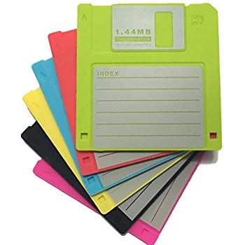 A stack of floppy disks used for publishing medium for distribution of software was invented in the late 1970s. 