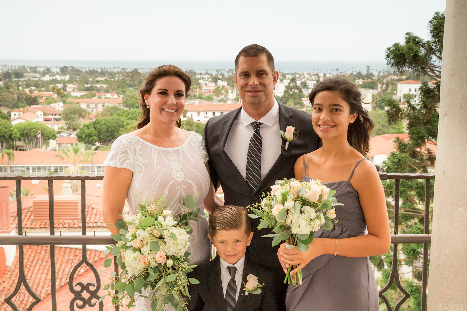 family gathered at Santa Barbara elopement