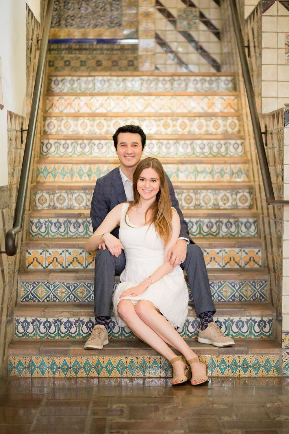 couple posed on steps into SB courthouse after wedding