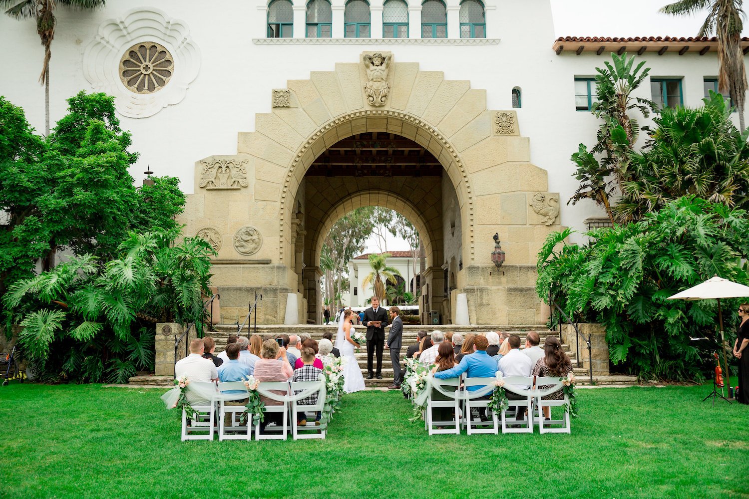 outdoor intimate wedding at courthouse in Santa Barbara