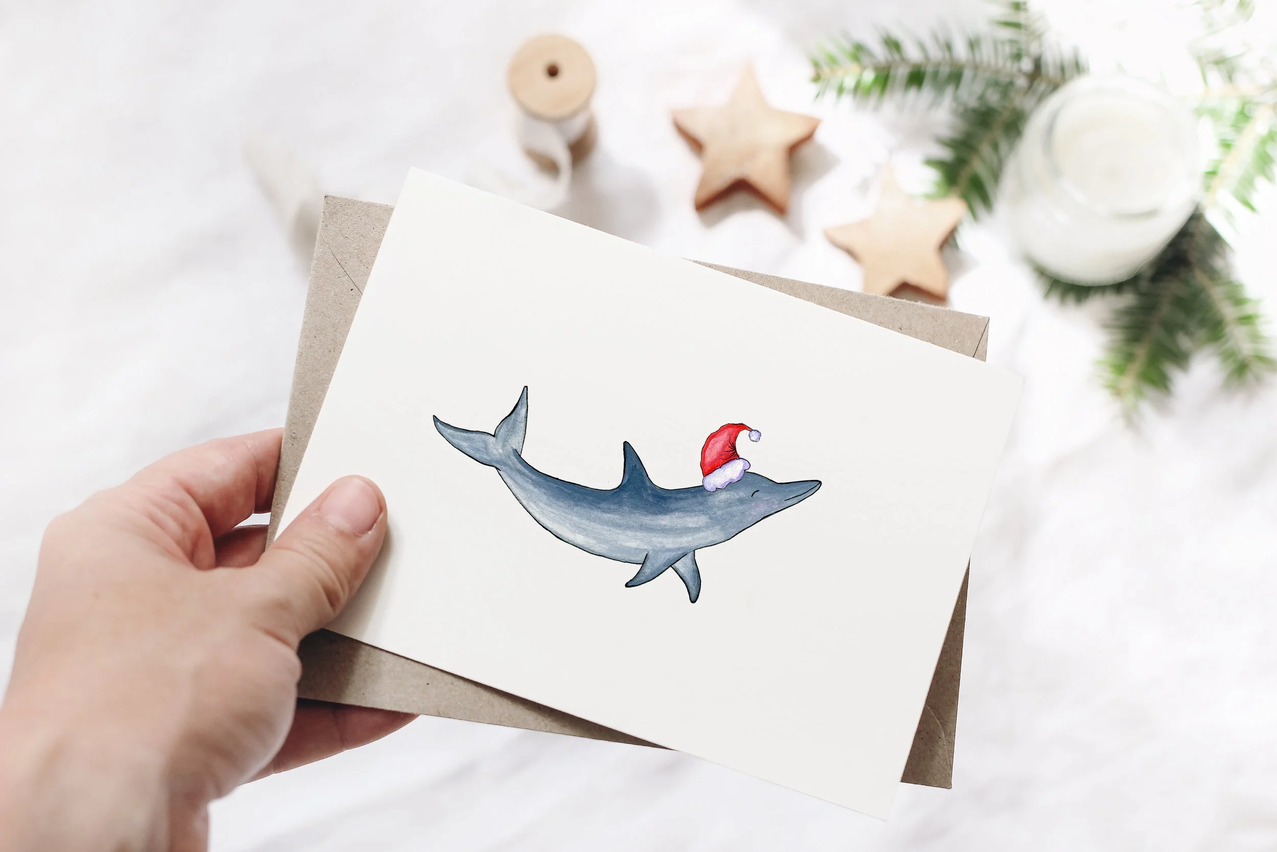 Cute Dolphin Christmas Card