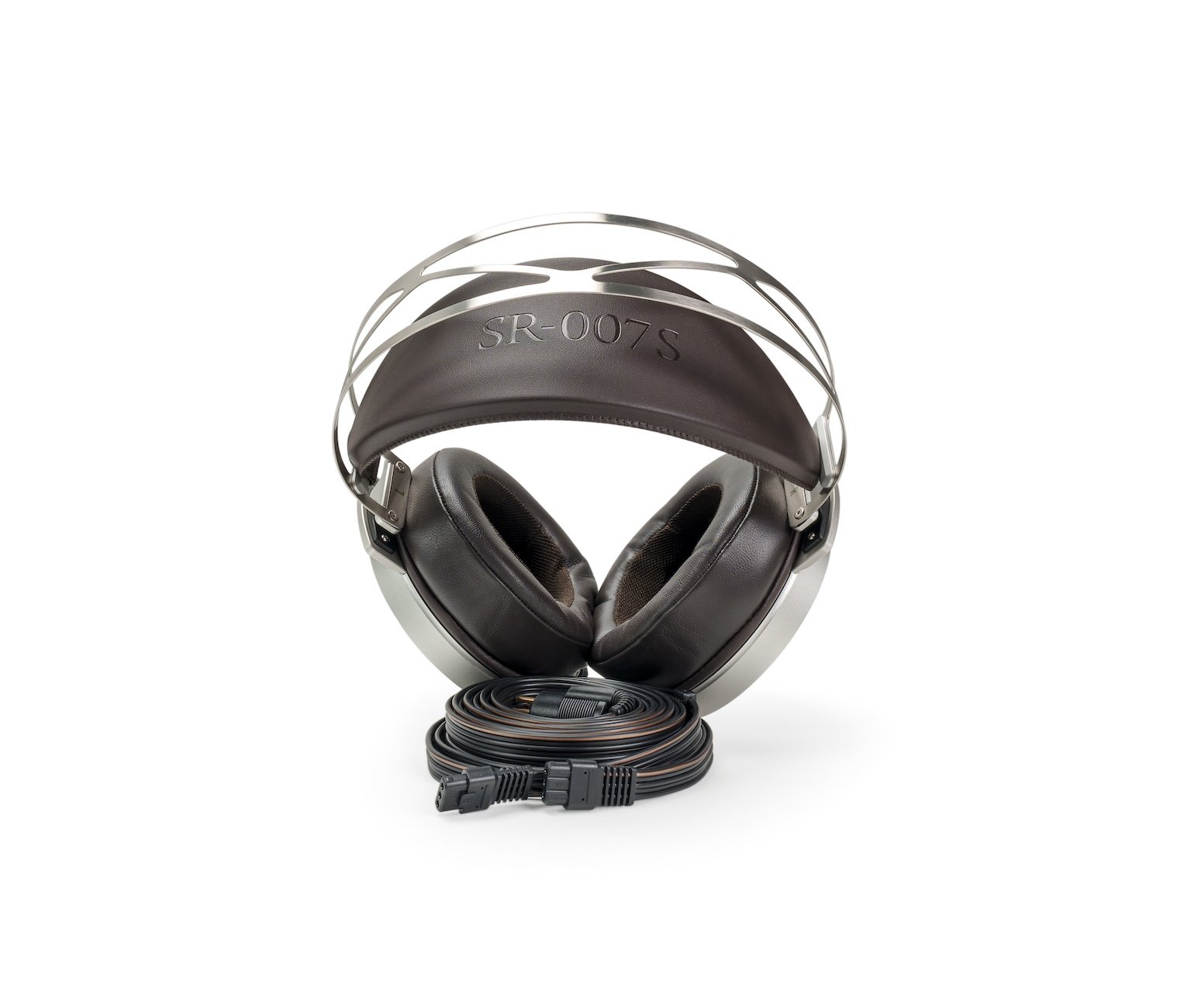 STAX SR-007S, side view, electrostatic headphone, metal, leather, high-end