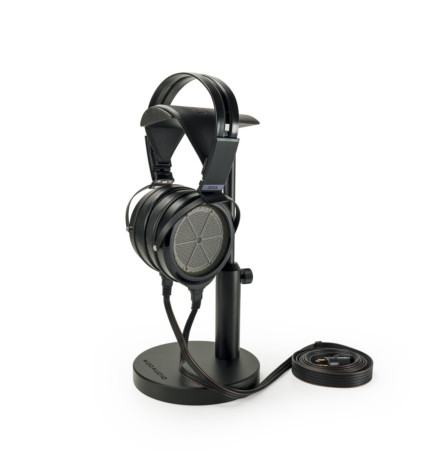 STAX SR-009D_electrostatic_headphones_black_stand