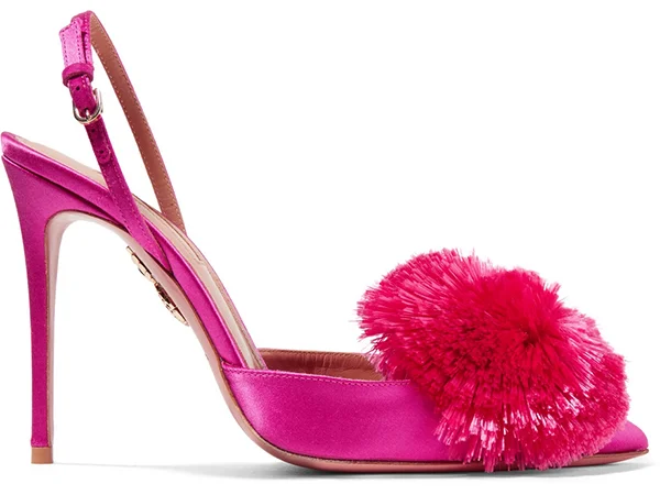 We’re all a slave to black as its easy and stylish but colour is good for the soul! I admire anyone brave enough to stand out from the crowd. You’ll find the most well put together women are those who dare to break out. Satin embellished pumps, Aquazzura £530 www.net-a-porter.com 