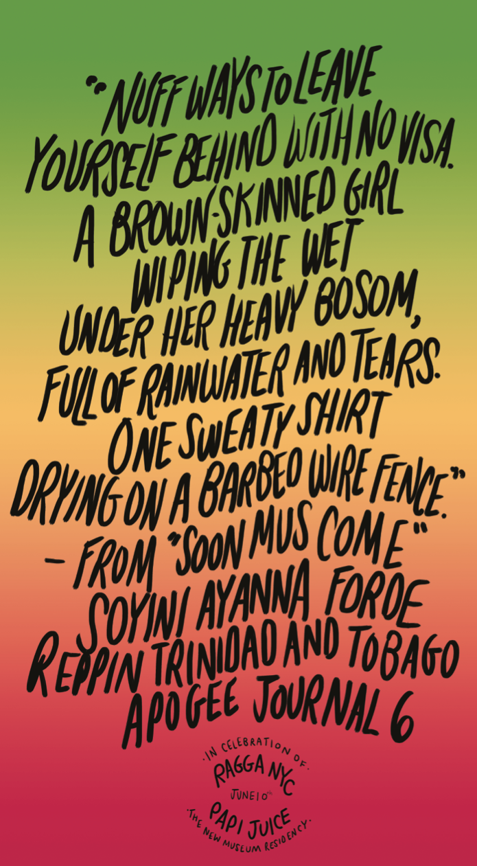  Poster by the boo  Mohammed Fayaz &nbsp;featuring text by Soyini Ayanna Forde reppin Trinidad and Tobago from from the  Apogee Journal &nbsp;6 issue 