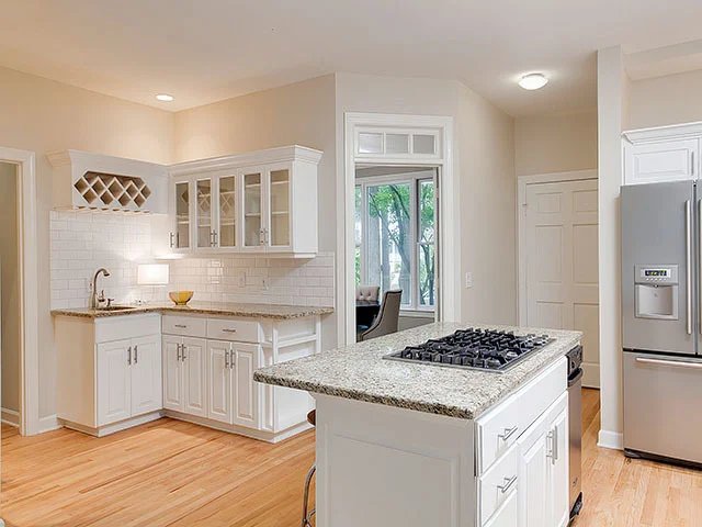 After kitchen island and wet bar
