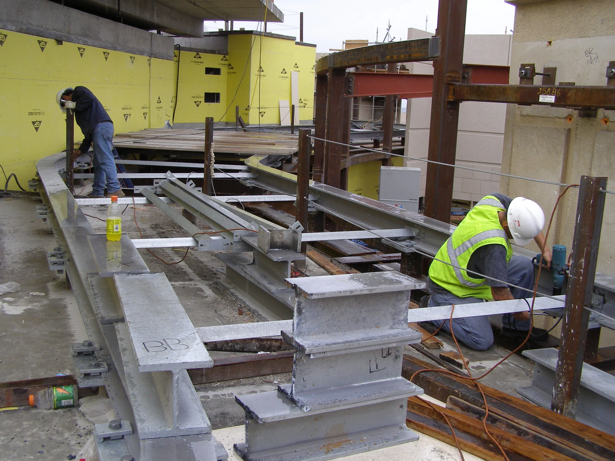 Step 2. As the BMU was being shipped, the track support pedestals and track was installed by Sky Rider’s Crew.