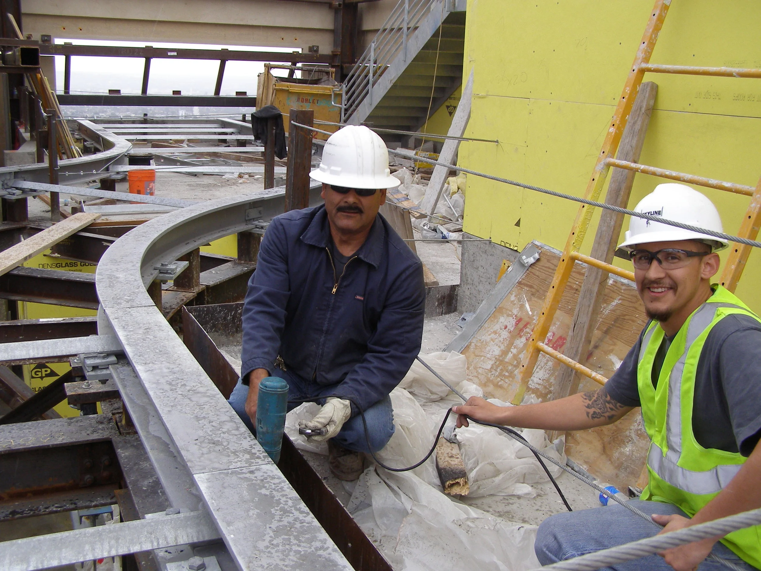 Step 3. The track was clamped to the support pedestals and the clamp bolts were torqued in place.