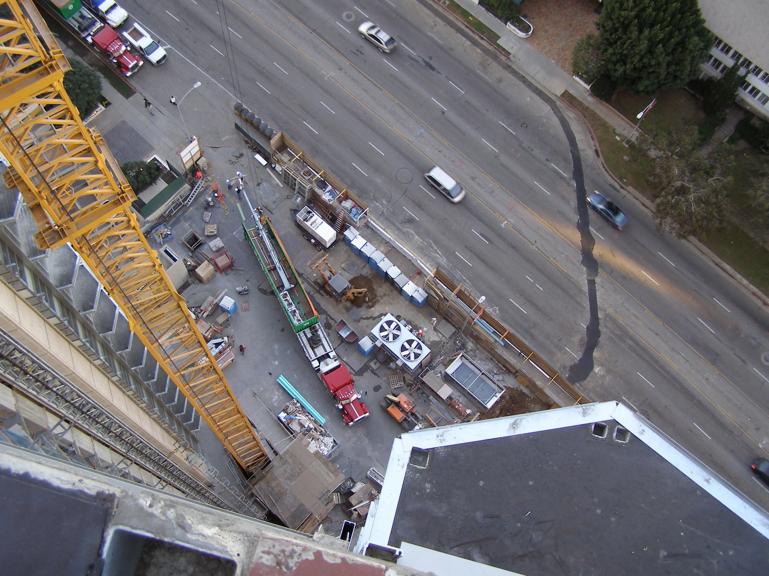 Step 6. The boom was partially assembled on the ground before raising to the roof.