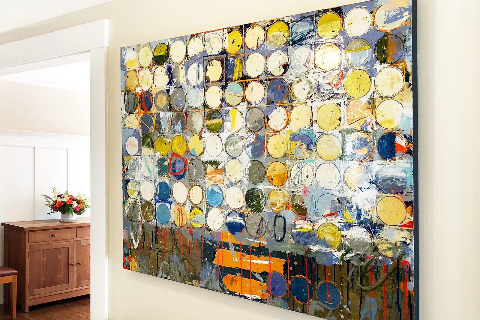 Commissioned painting installed in a hallway