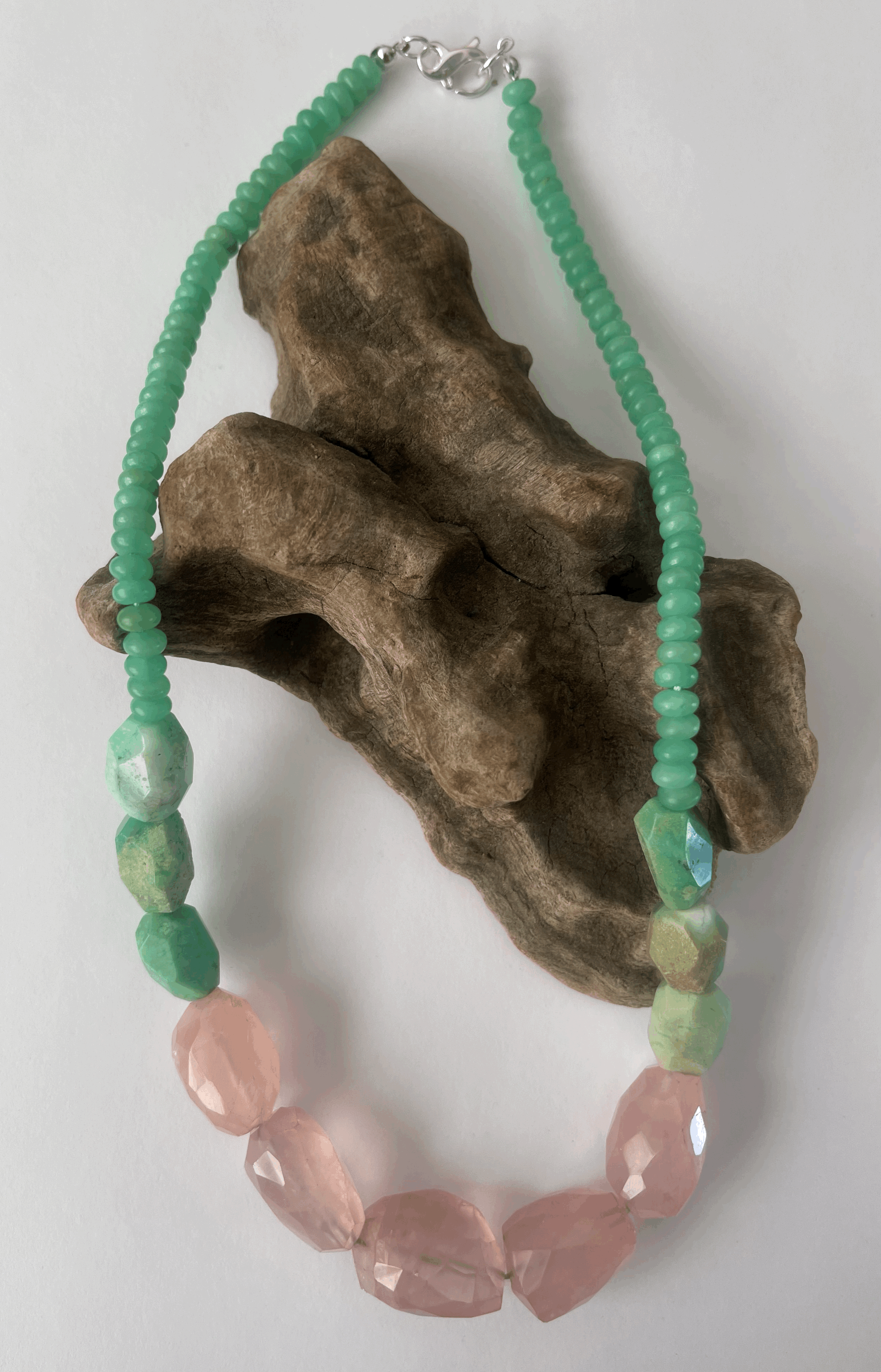 Amazonite & Rose Quartz Nugget Necklace