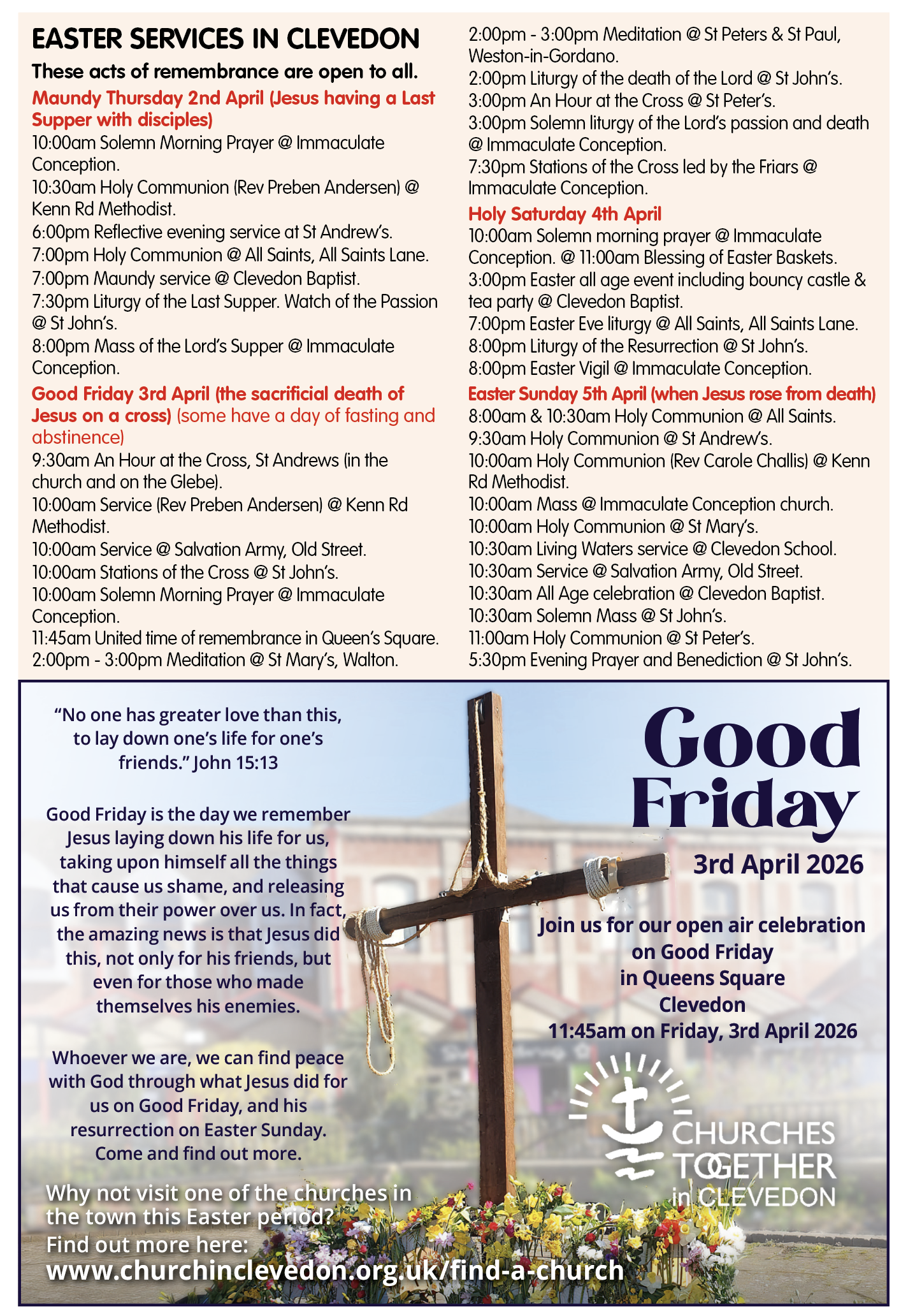 EASTER SERVICES IN CLEVEDON