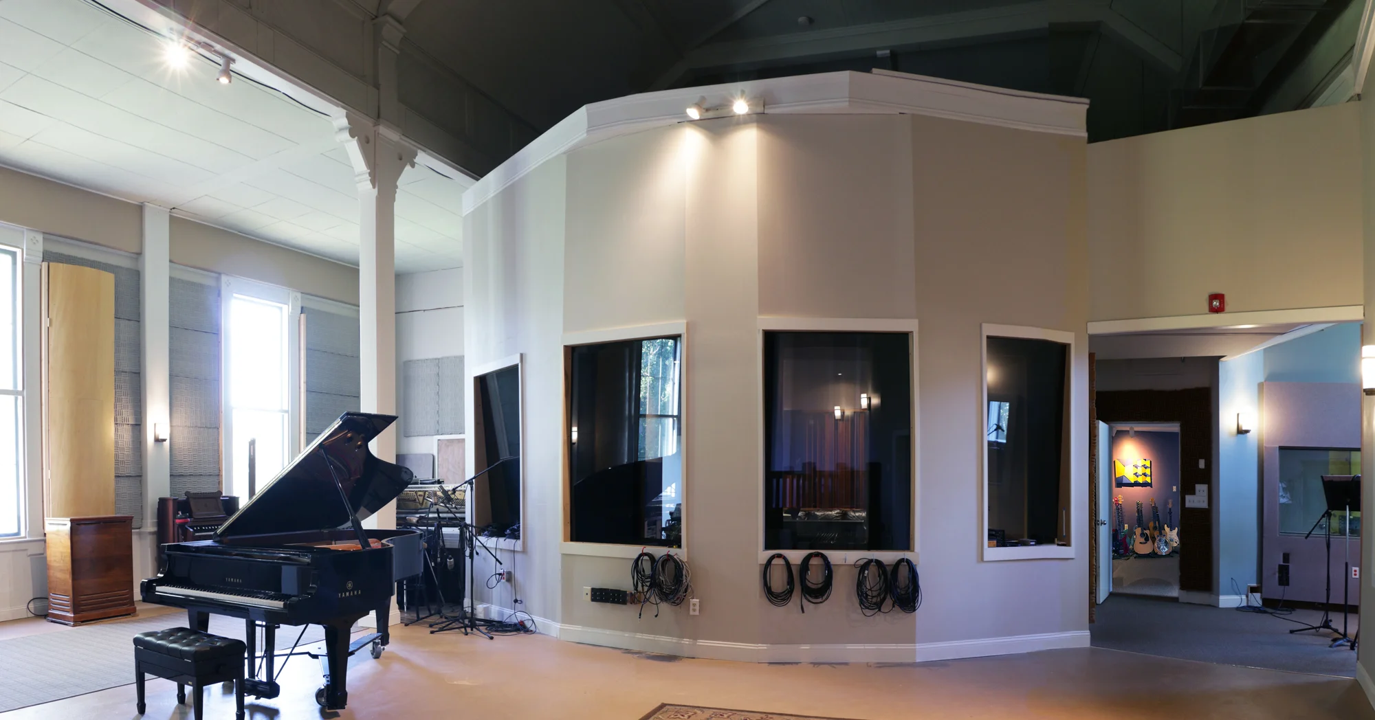 The live room looking west towards the control room