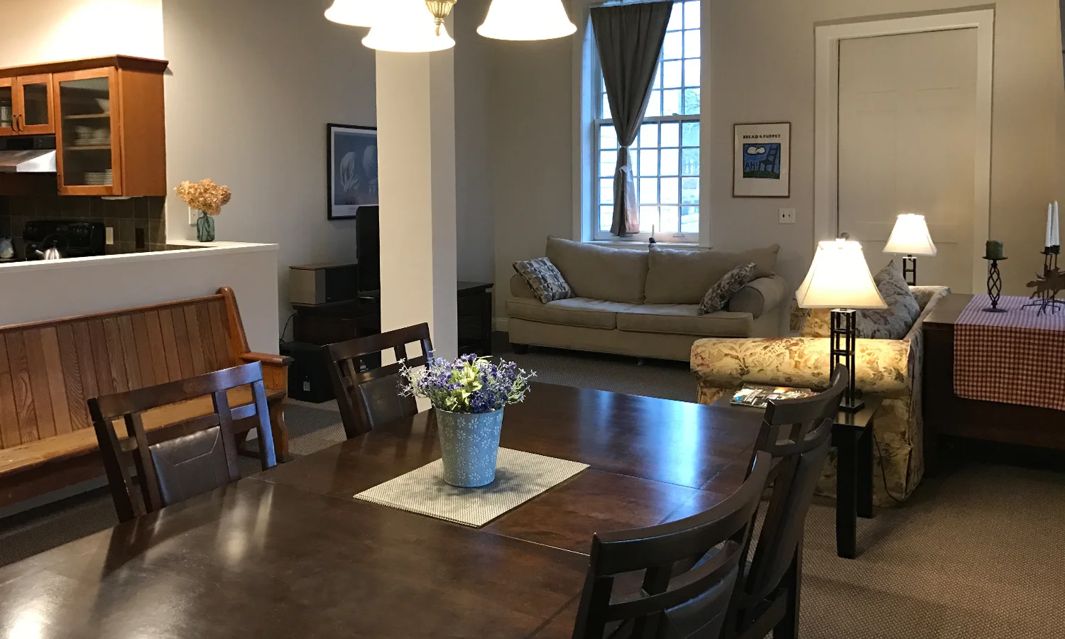 Downstairs at the band apartment living and dining rooms
