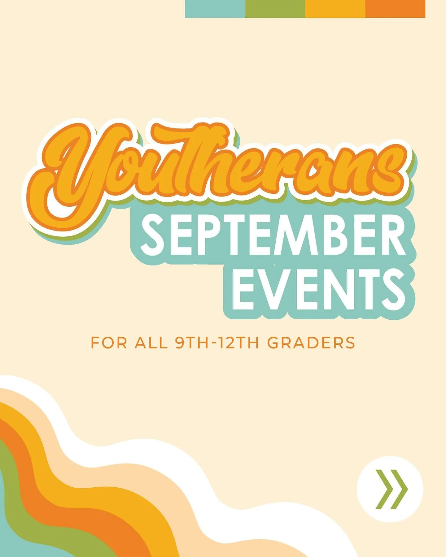 Youtherans is starting back up on Rally Day with our Annual Color Wars! This month we also have our first night of Bible Study and 5th-12th Sunday Potlucks start back up. We can&rsquo;t wait to kick-off a fun program year as we move Forward in Faith 