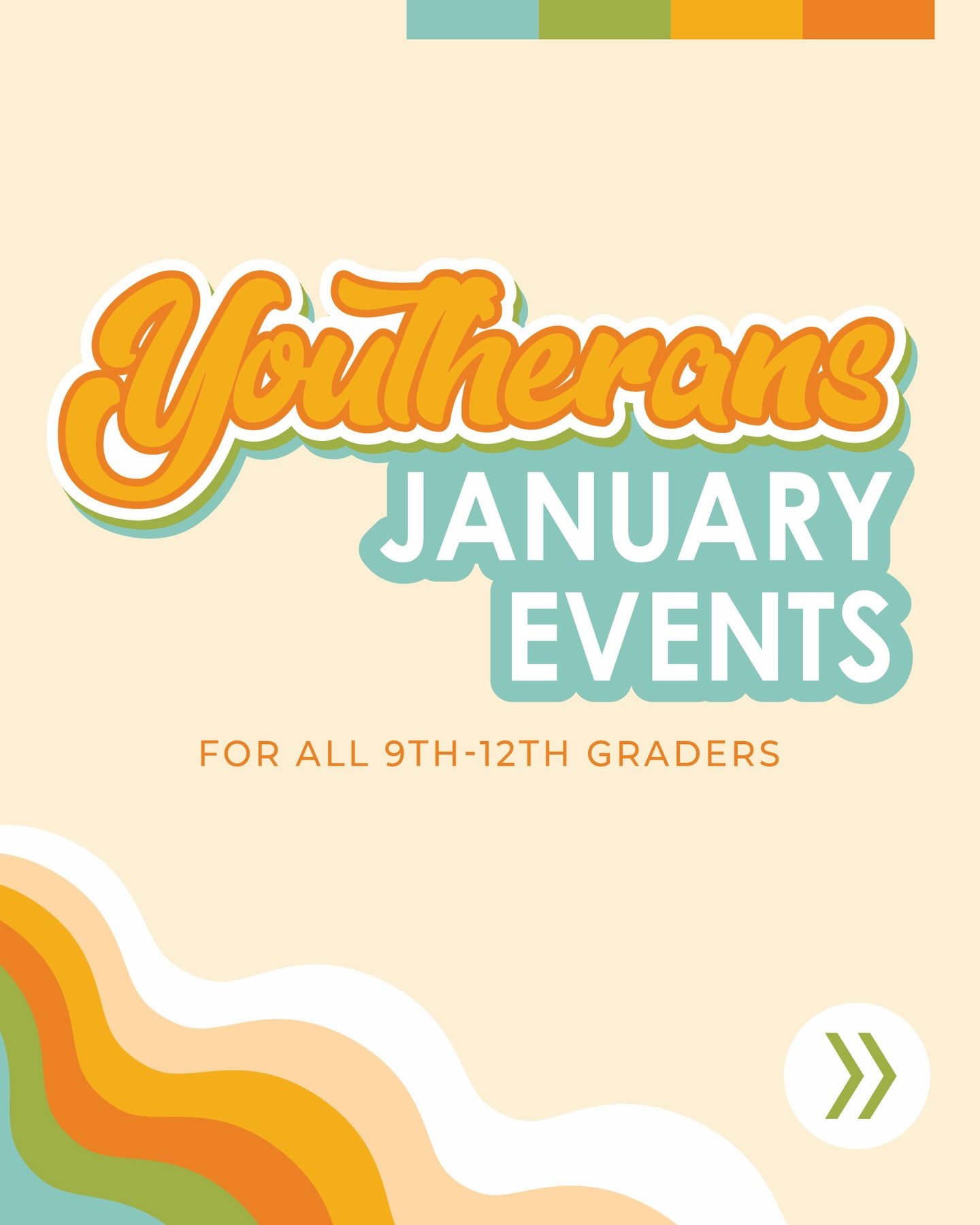 Invite your friends to join you for Youtherans!! We will meet two times for bible study, snacks, and fellowship. Don&rsquo;t forget your Bible!

January 25 is our Family Potluck. We&rsquo;re asking familes to bring a side dish or dessert and get read