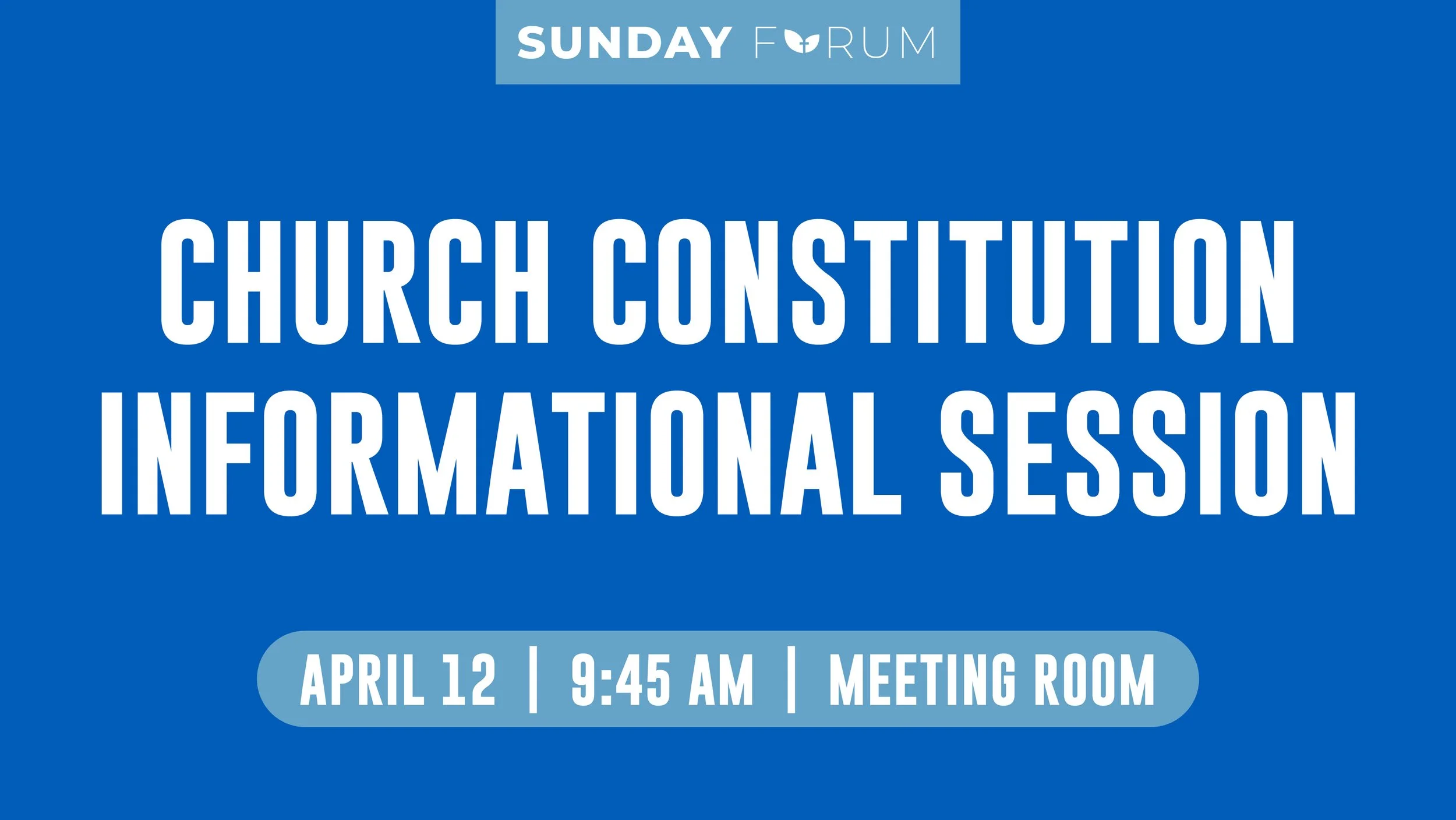 CHURCH CONSTITUTION ﻿INFORMATIONAL SUNDAY FORUM
