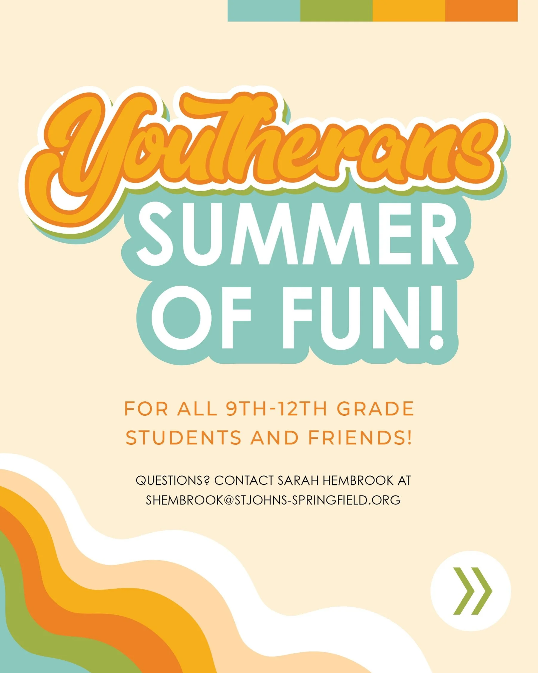 We are excited for a SUMMER OF FUN with all our Youtherans!! We hope you can join us for the below Youtherans Events plus Wacky Wednesdays July - more details coming soon!! 

🎓 June 14 - Senior Sunday
🍦 June 17 - Ice Cream @ Scoop Du&rsquo; Jour
🎢