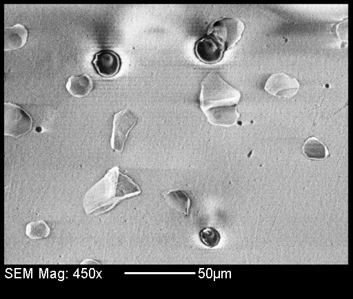 Polished Salt crystals viewed with electron scanning microscope