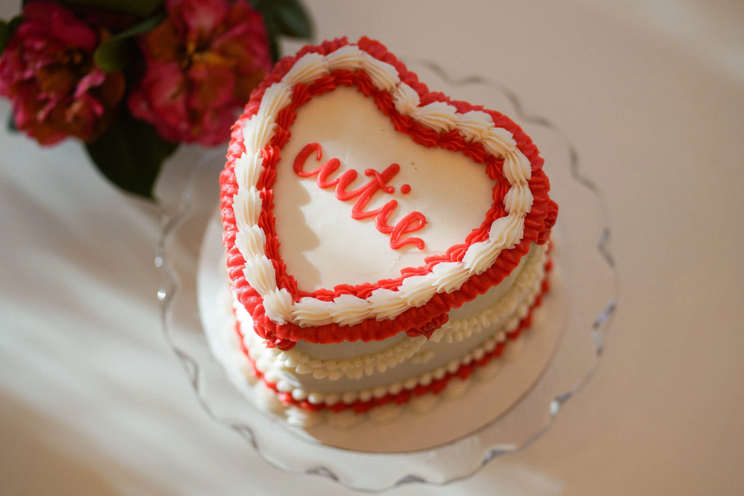 Heart Cake - red and white design