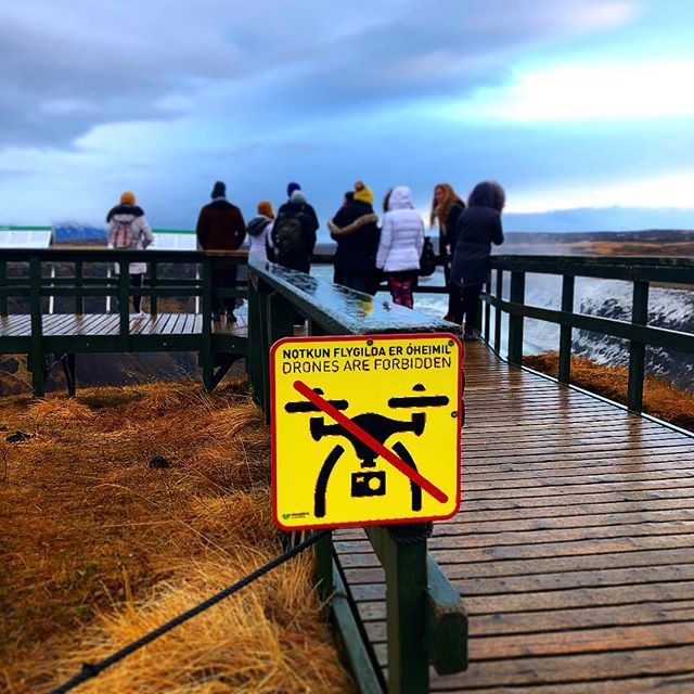 No Droning at Gullfoss!! 👎🏼 #droneporn #art #quadcopter #dronegear #instagood #photographer #beach #ocean #dronesdaily #uav #fromwhereidrone #sunset #djimavic #photo #sea #mavicair #djimavicair #s #video #love #mountains #adventure #camera #dronevi