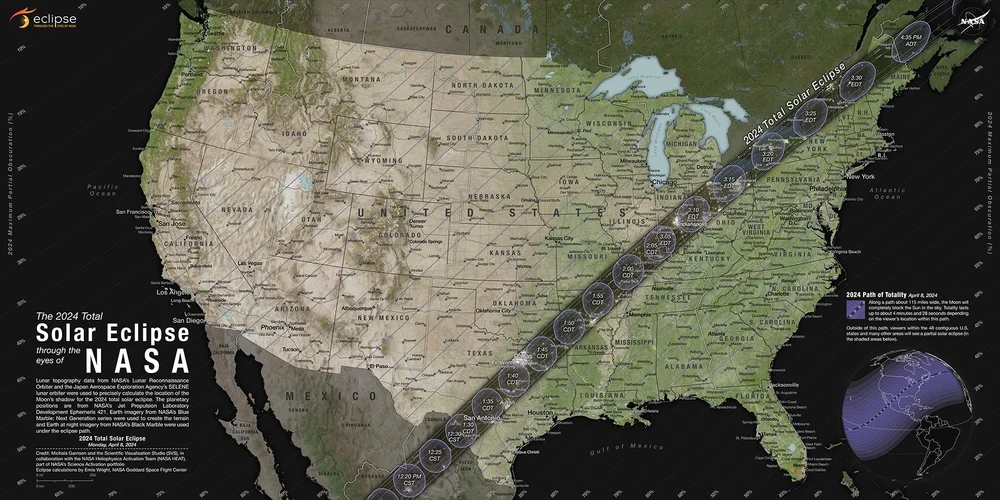 NASA Eclipse Map 2024