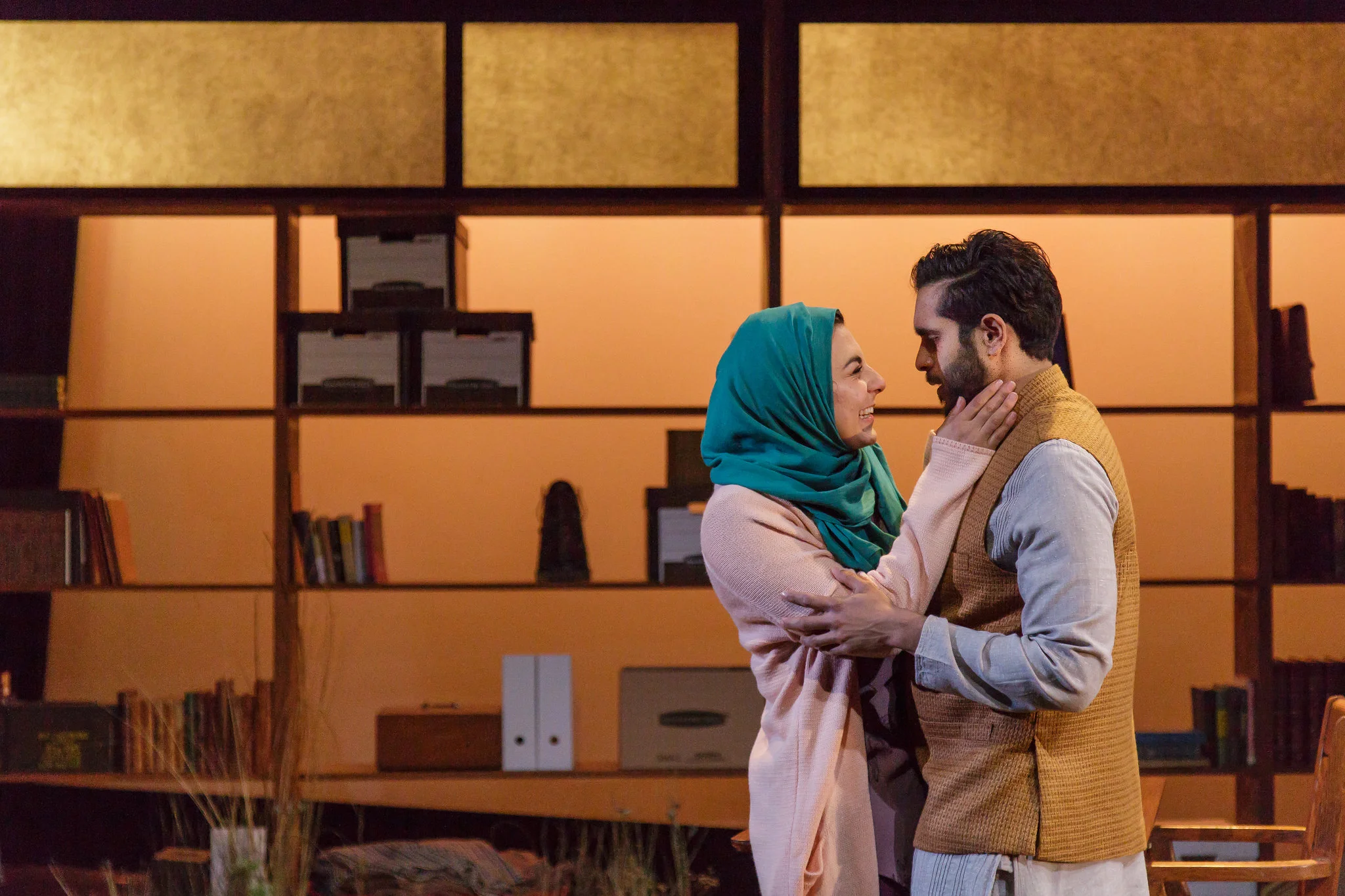 (l to r) Mari Vial-Golden & Owais Ahmed in Geva Theatre production, part of National New Play Network Rolling World Premiere.