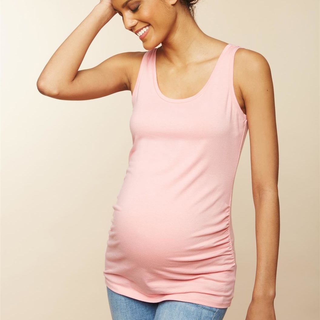 Side Ruched Scoop Neck Maternity Tank Top