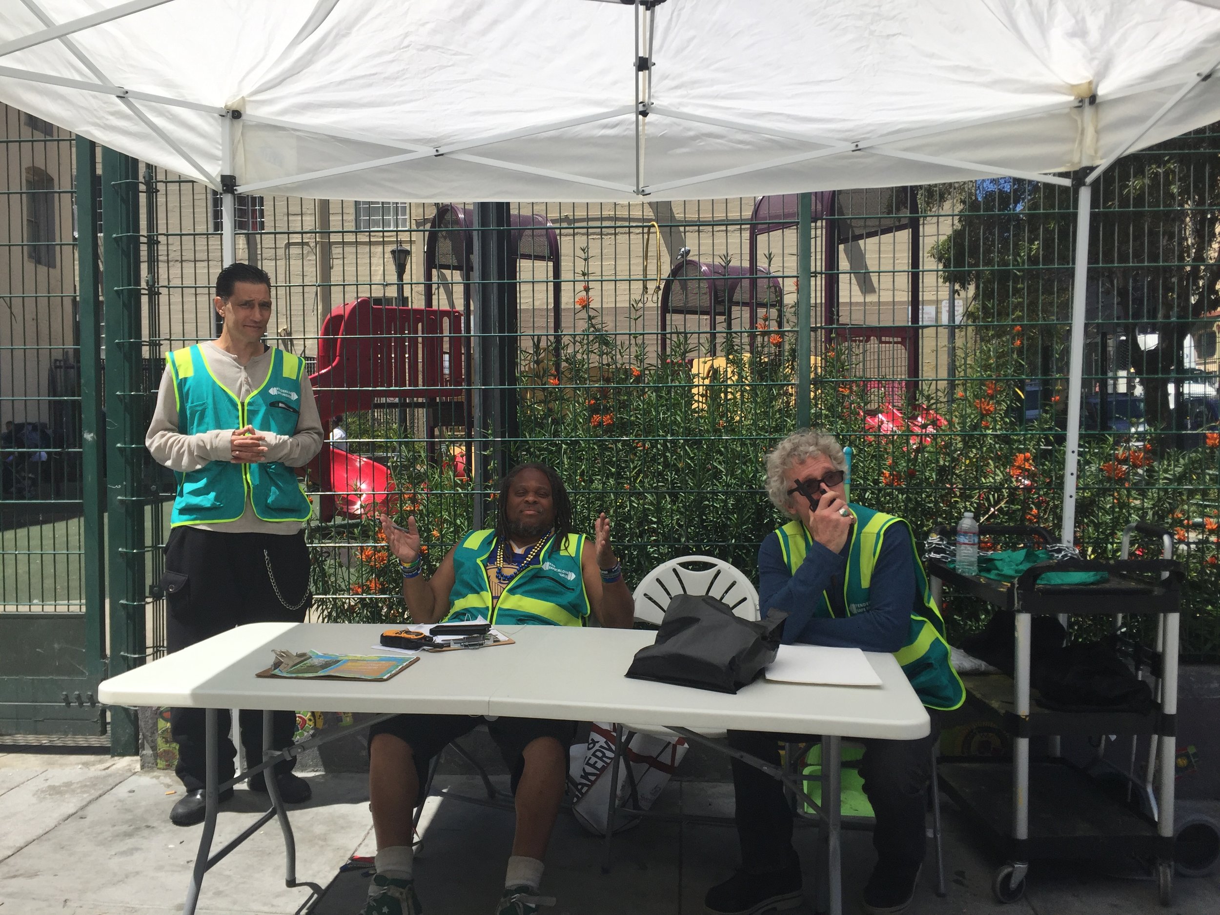 Safe Passage Corner Captains serve as a welcoming presence during the Turk Hyde Mini Park Pilot project.