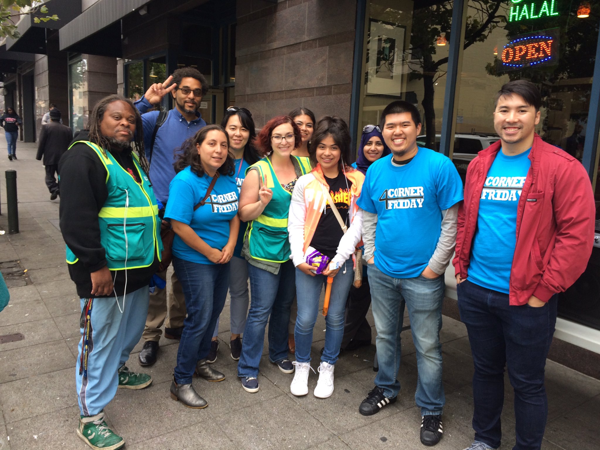 Residents, activists, Safe Passage Corner Captains and representatives from Sup Jane Kim's office on 4 Corner Friday on August 4th, 2017.