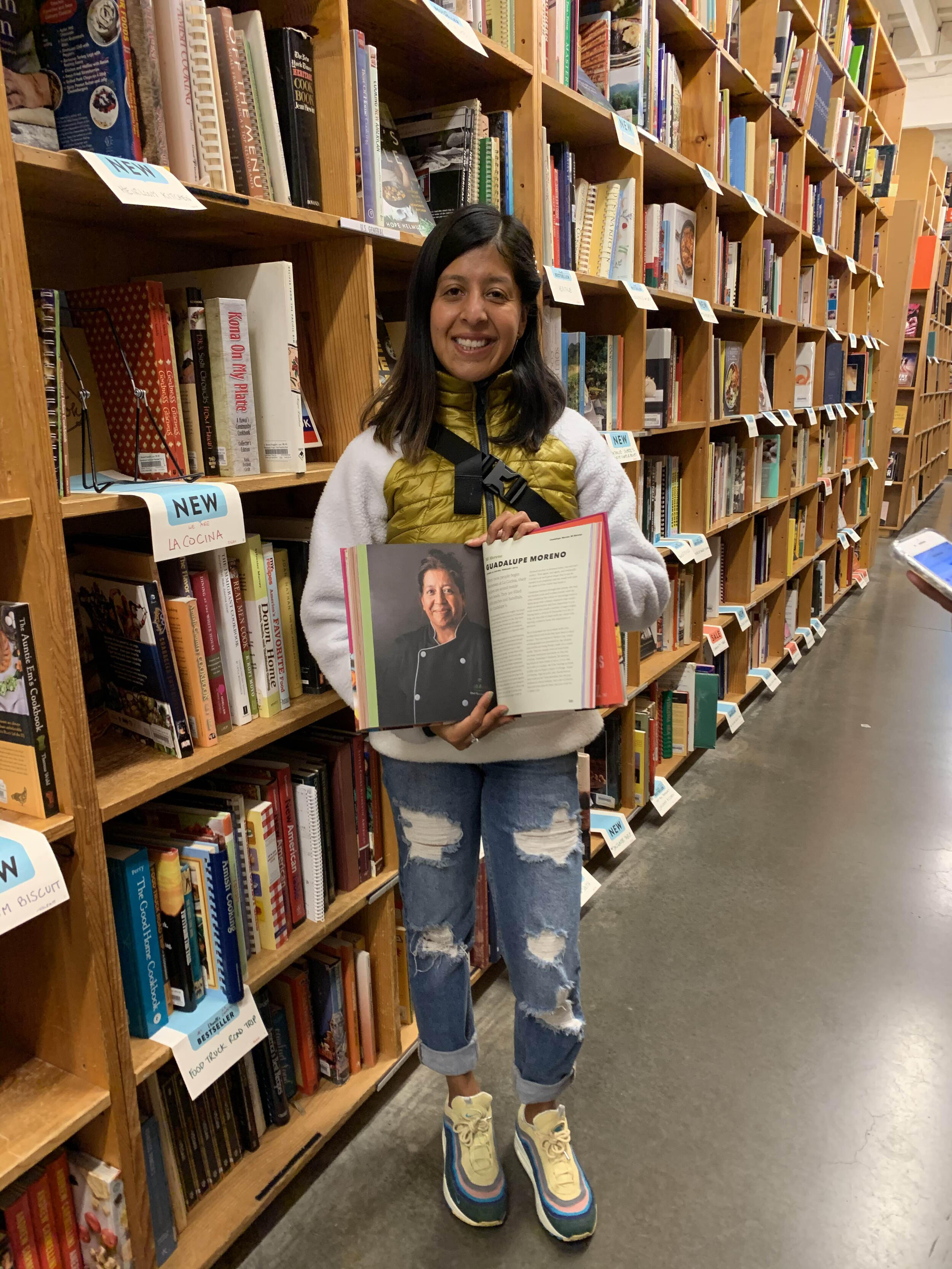 “This photo was taken at the iconic Powell Books in Portland! We were on a book tour with La Cocina last November and we happened to spot the book there!” - Cyntia