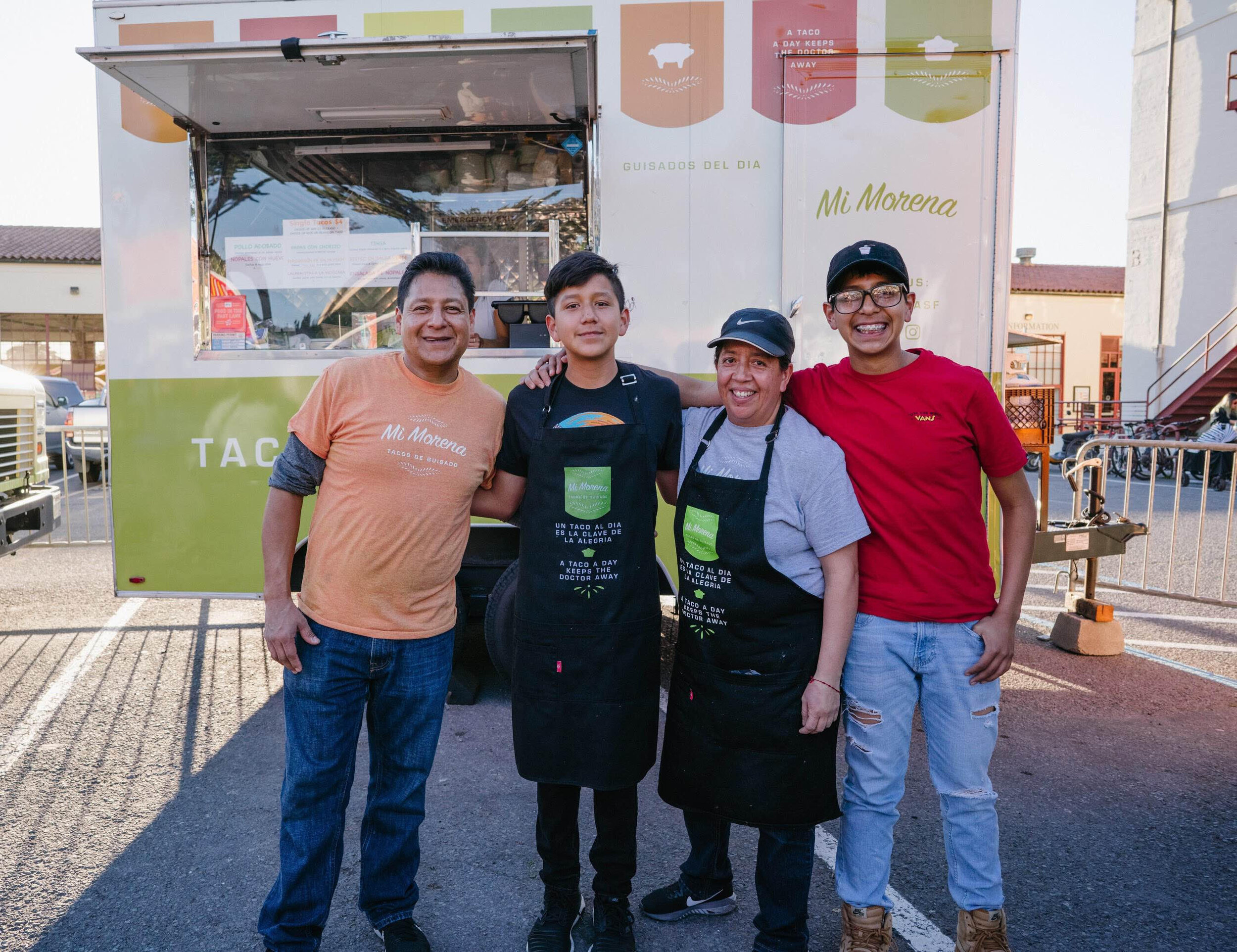 The family team—Guadalupe with Alberto (husband &amp; father), and brothers Kevin (age 15) &amp; Josealberto (age 18)