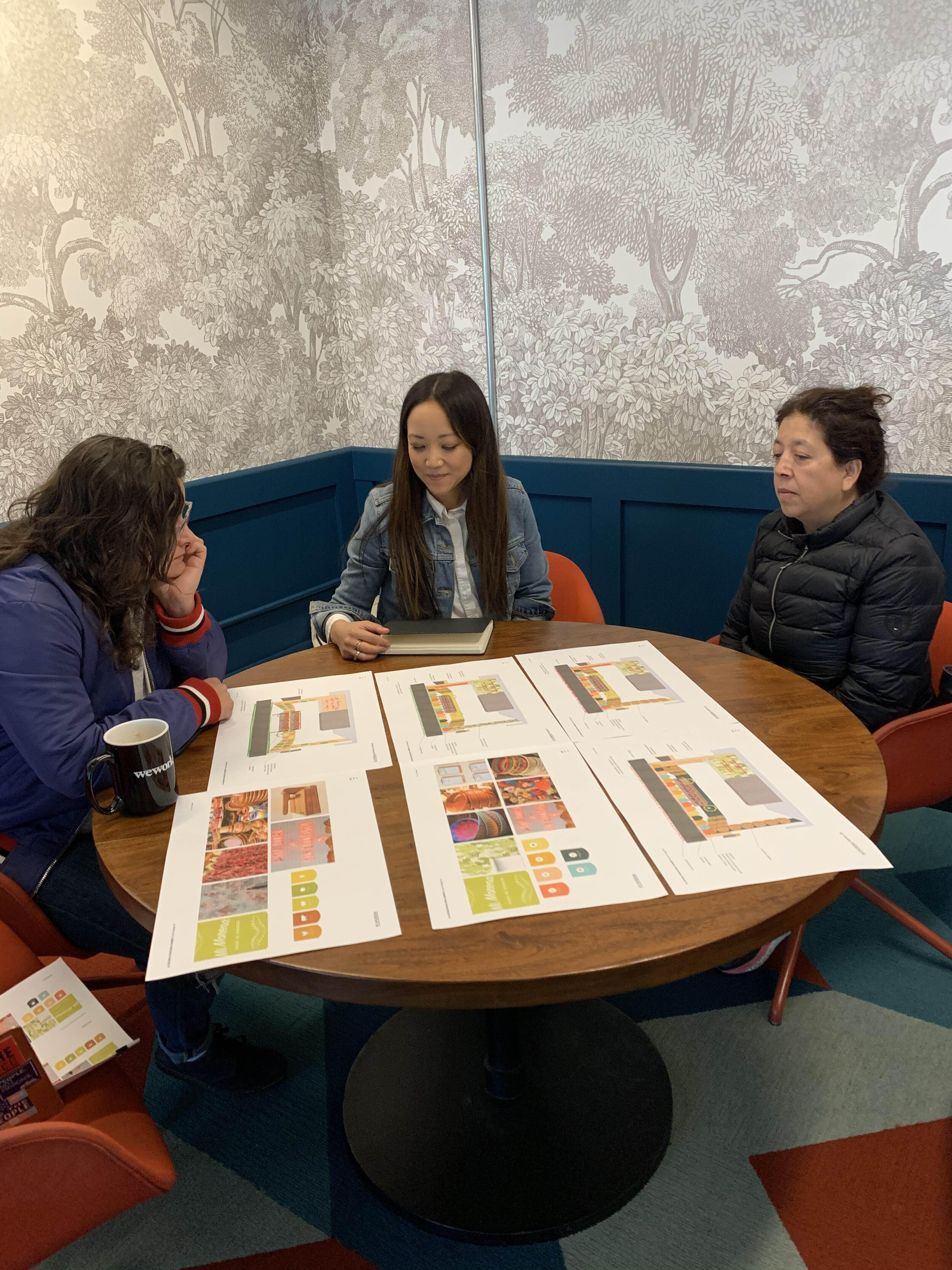 A planning meeting for the Municipal Marketplace with Emiliana Puyana from La Cocina &amp; Nickie Huang from Nicole Huang Designs